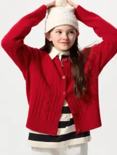UNIQLO スフレヤーン ケーブルニットカーディガン 130サイズ