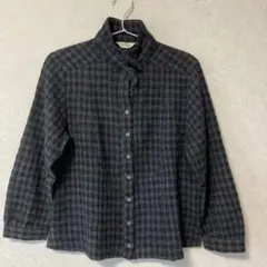 Aya グレー チェック柄 長袖シャツ