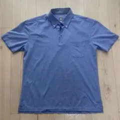 青色 ボタンダウン ポロシャツ