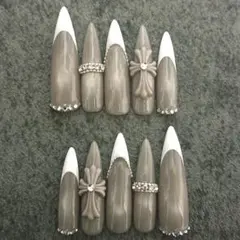 クロムネイル フレンチホワイトネイルチップ マグネットネイル ギャルロング