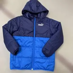 PUMA フード付きダウンコート ネイビー/ブルー