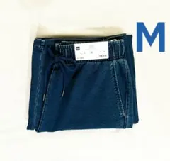 GUデニムスウェットバレルレッグパンツMサイズブルー　新品　ジーユー