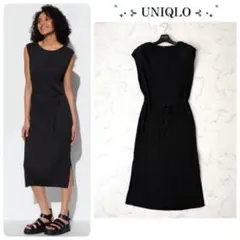 UNIQLO ノースリーブ プリーツワンピース ロングタイトワンピース M