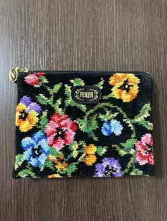 FEILER 花柄刺繍ポーチ 美品