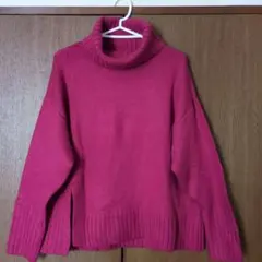 【GRL】タートルネックスリットニット