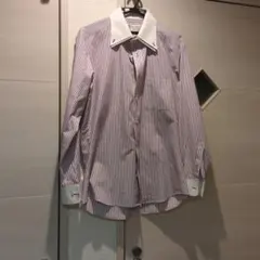 ORIHICA 白紫ストライプ 長袖ワイシャツ L