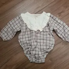 チェック柄ロンパース フリル付き 80cm 匿名配送
