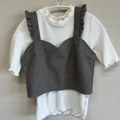 ビスチェ 茶色 リブニット半袖 白 レディース服 セット売り