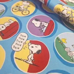 ★【PEANUTS】スヌーピー①<オックス> 生地 布 はぎれ[青系]