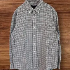 LANDS'END　長袖シャツ　トップス　ギンガムチェック柄　メンズ　Ｌ　グレーのサムネイル