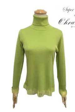 SALE　スーパービューティー　秋冬フリルタートル　ライトグリーン　44(XL)