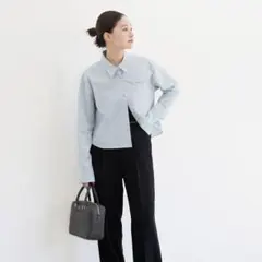 【IENA　イエナ】タイプライタークロップドシャツ　サックスブルー　FREE