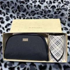 Burberry ブラック ポーチ ハンカチ セット