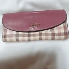 COACH ピンク チェック柄 長財布