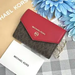 【新品】MICHAEL KORS レッド シグネチャー レザー キーケース