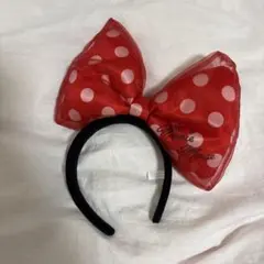 ミニー赤と白の水玉デカリボンカチューシャ