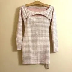 SHEIN Dazyピンクチェック オフショルダーミニワンピース　新品未使用