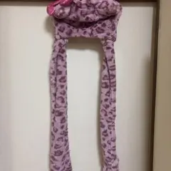 ハローキティマフラーハット　ピンクヒョウ柄