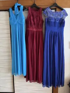 スカイブルー、シフォン、ロングドレス