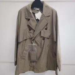 VIS ベージュ ダブルブレスト ミドル丈トレンチコート