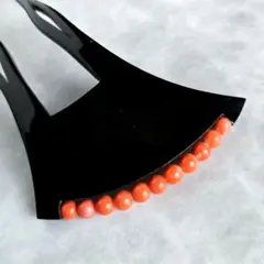 鼈甲　珊瑚　簪　かんざし　本鼈甲　櫛　バチ型　G6　着物　浴衣　留袖　訪問着