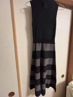 【美品】Aga ノースリーブ ロングワンピース ブラック グレー