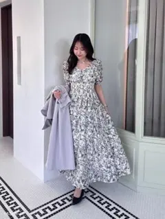 アンミール anmille フラークロスフレアop ブルー アンミール フラワークロスフレアワンピース ブルー - メルカリ