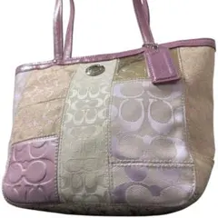 Coach Patchwork Pink tote bag signature