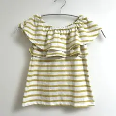 新品未使用　a.v.v kids 120 ボーダー フリル オフショル風 半袖のサムネイル