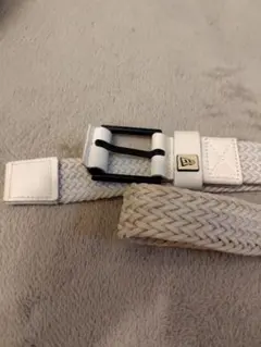 ホワイト 編み込みデザイン ベルト