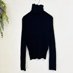 美品✨H&M DIVIDCD 【M】黒いリブ編みタートルネック長袖ニット