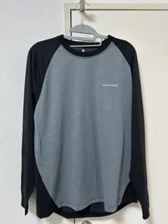 美品‼️mont-bell M ラグランスリーブ Tシャツ グレー/ブラック
