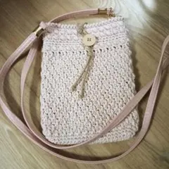 薄ピンク スマホショルダーバッグ 手作り