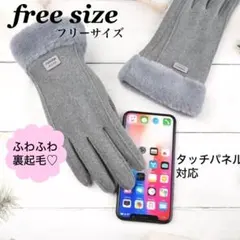 裏起毛 手袋 タッチパネル対応 レディース ふわふわ 暖か 【グレー】 新品