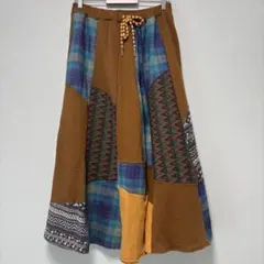 パッチワーク ロングスカート ブラウン系のサムネイル