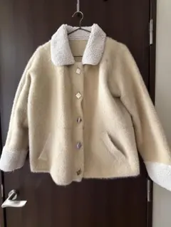 ボアジャケット クリーム色 フリース襟