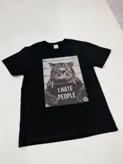 I HATE PEOPLE 猫 Tシャツ 半袖 黒 L