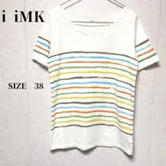 i iMK マルチボーダー 半袖Tシャツ カットソー 38 M 綿100%のサムネイル