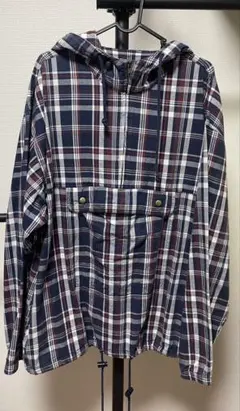 〈古着〉OLD NAVY ハーフジップシャツ　フード付き　チェック柄