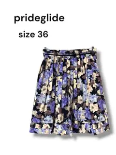 prideglide プライドグライド 花柄 フレアスカート 日本製上品通勤通学のサムネイル