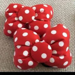 ♡コメントで二個450円に！赤白ドット♡ミニーちゃん型リボンゴム
