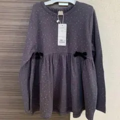 プティマイン　裏起毛カットリボンチュニック 130