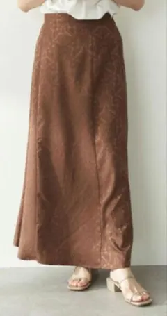 ブラウン　ジャガード　ロング　スカート　ZARA　ザラ　系