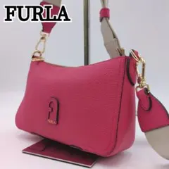 FURLA フルラ アテナ ショルダーバッグ ピンク オールレザー アーチロゴ