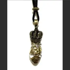 王冠を戴く心臓ネックレス／時計部品封入／ゴシック・スチームパンク