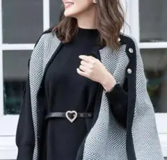 美品 Chesty チェスティ ニットケープコート ポンチョ 金ボタン