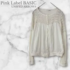 ピンクレーベルベーシック レディース カーディガン 刺繍 羽織りホワイト