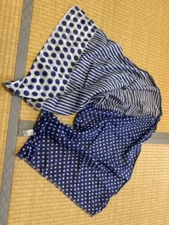 シップス　青系ドットストライプスカーフ