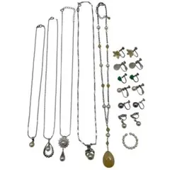 ⭐️407-シルバー　ネックレス　イヤリング　リング　12点セット