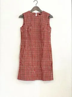 バーバリーブルーレーベル 赤チェック ワンピース パフスリーブ 36